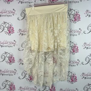 Balera dance skirt white Cream High-Low Lace Skirt skorts dancing